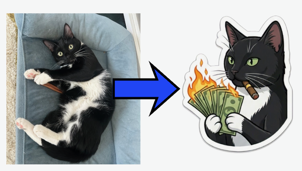 Cat photo transformed into custom sticker