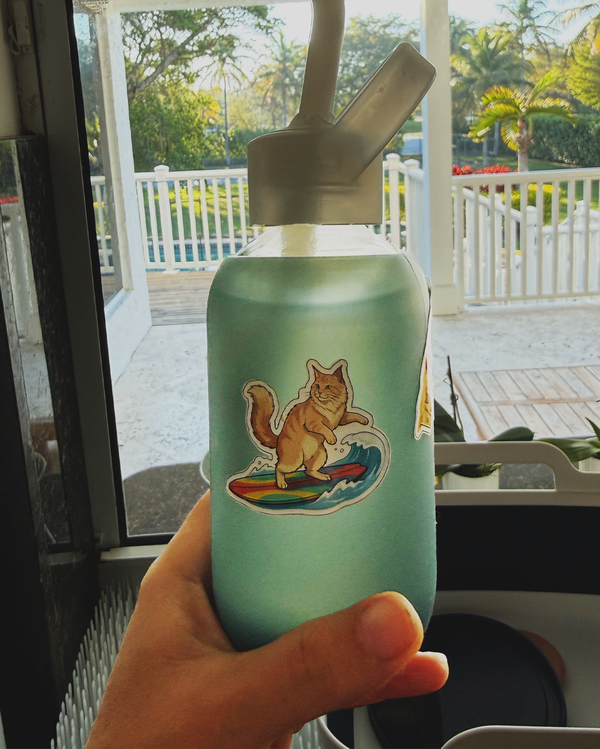 Pooz sticker on water bottle