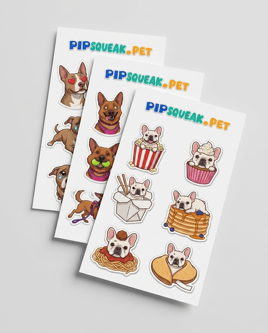 Three sticker sheets fanned