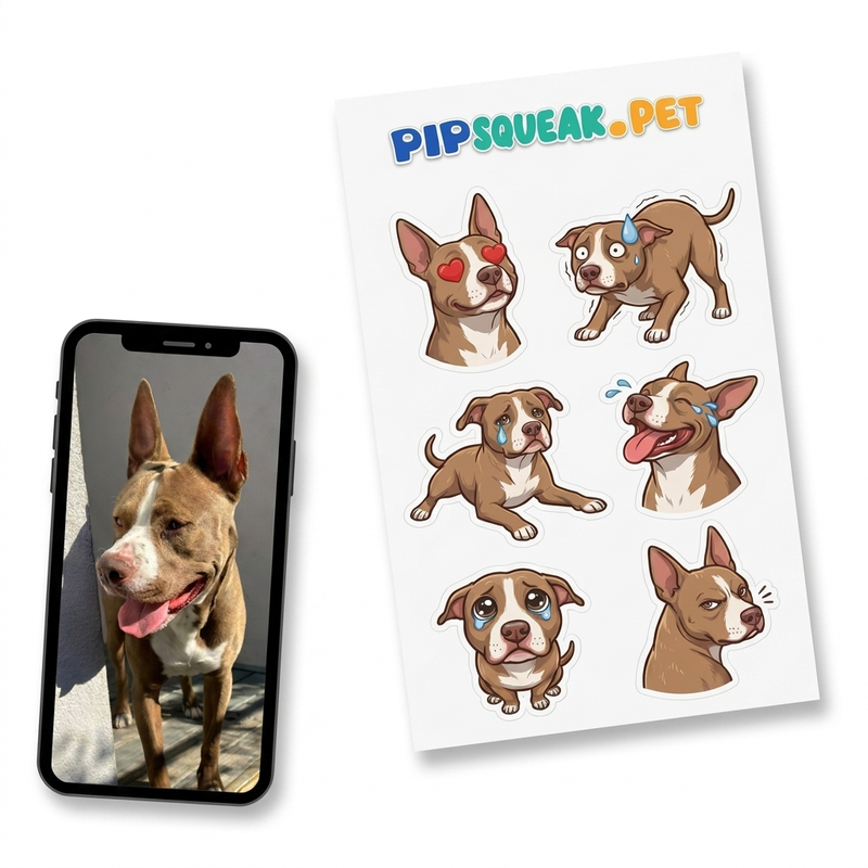 Pet photo turned into a custom pitbull sticker sheet