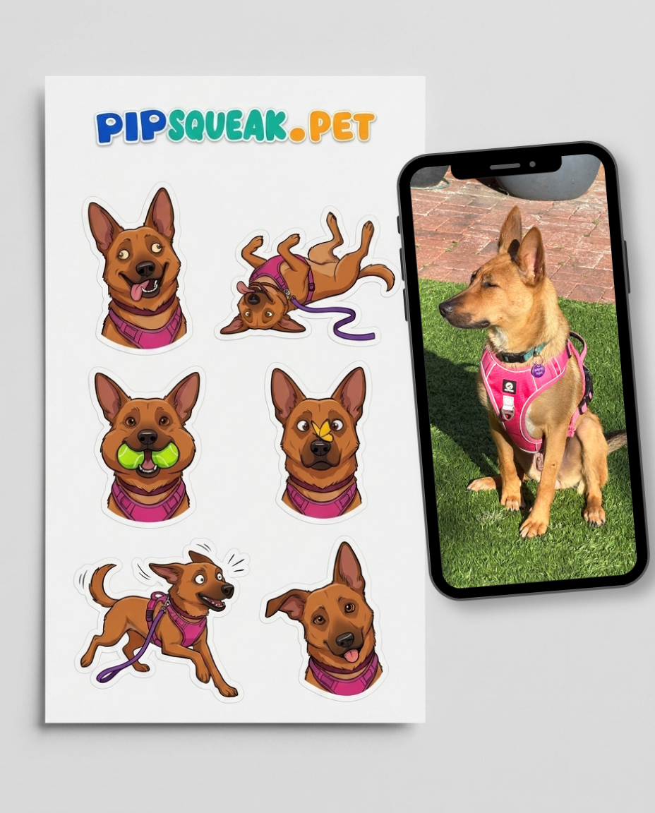 German Shepherd sticker sheet with phone